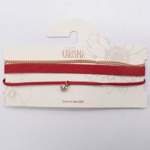 Carisma Women's Red and‎ Gold Tone Chain Choker Necklace